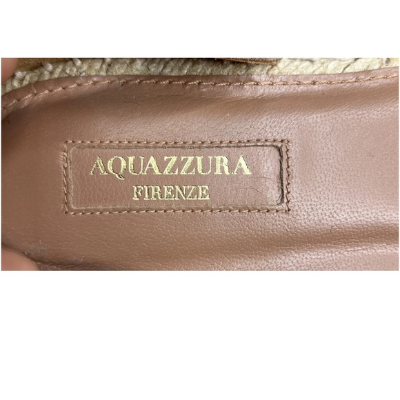 Aquazzura Flat Sunshine Espadrilles Suede Pom Pom Tie Womens EU 38 NWOB - Picture 11 of 12